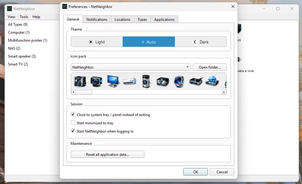 Preferences general tab