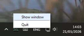 System tray menu