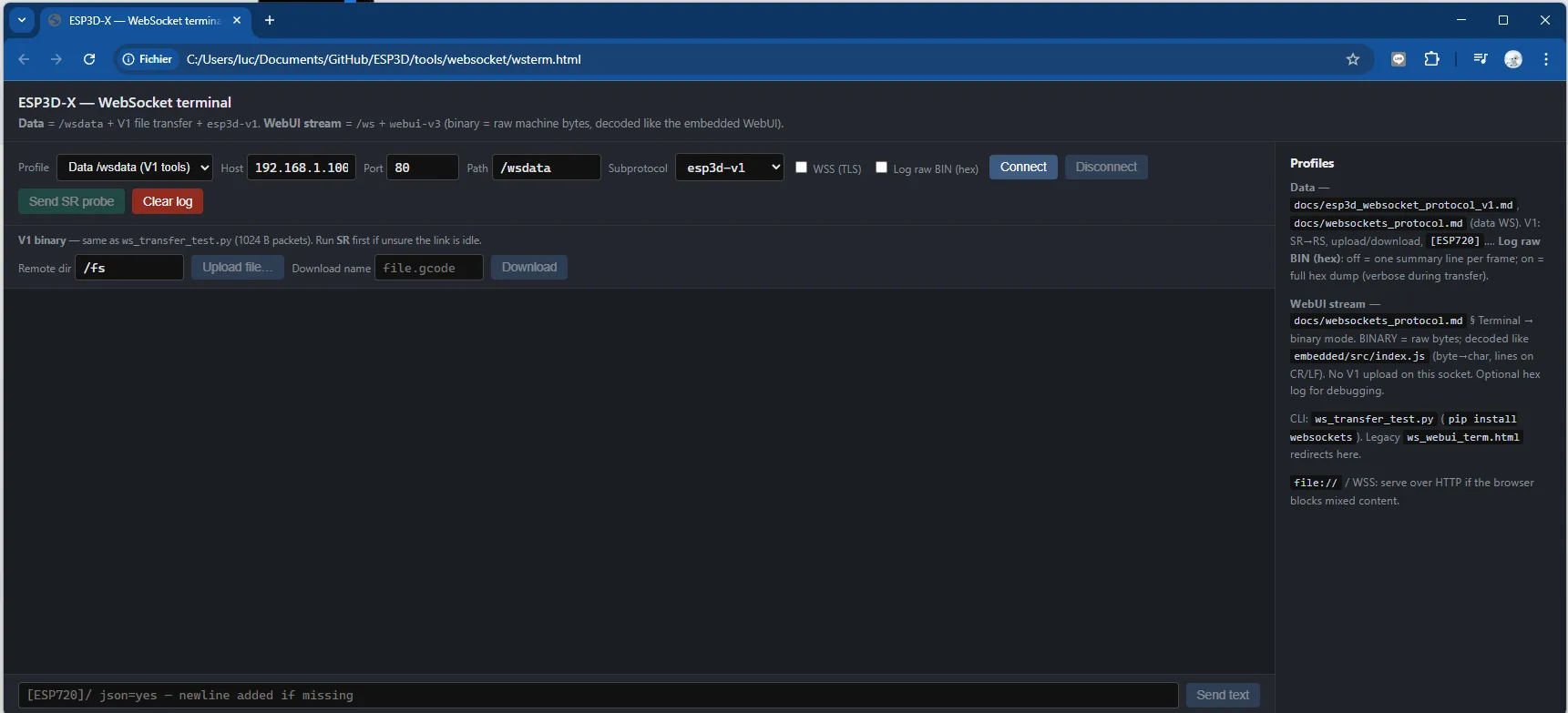 wsterm.html client interface