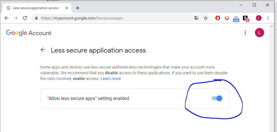 gmail enabling http access