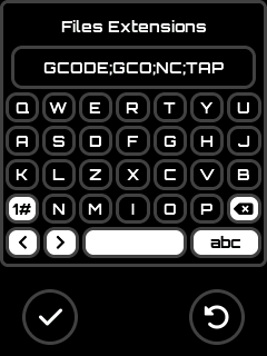Extensions screen