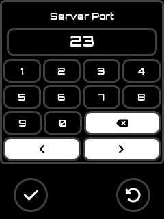 TCP Server Port Editor screen