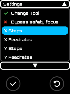 Steps List Editor Menu