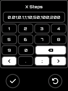 Steps List Editor screen